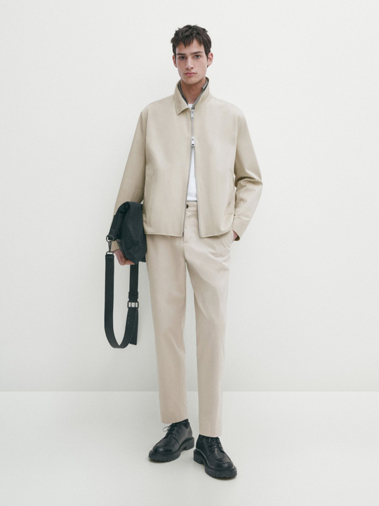 Massimo Dutti Хлопковые брюки чинос, песочный