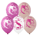 Шар латексный 35см 8 Марта модерн (Ассорти)