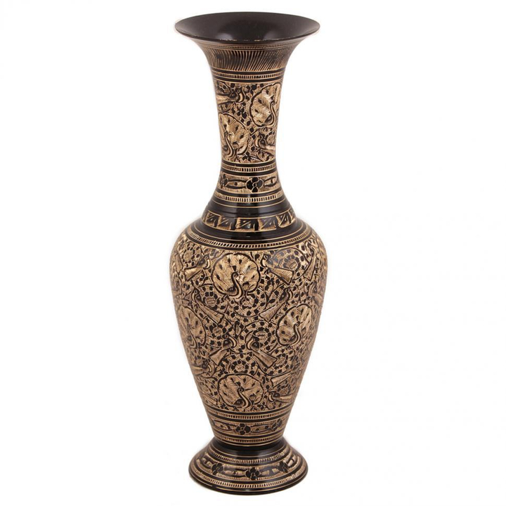 Ваза кашмирская, латунь, черная эмаль