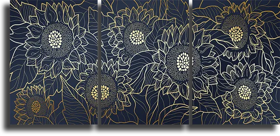 Модульная картина "Золотые подсолнухи"