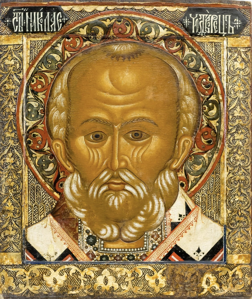 Николай Чудотворец святитель Мирликийский. Деревянная икона на левкасе ...