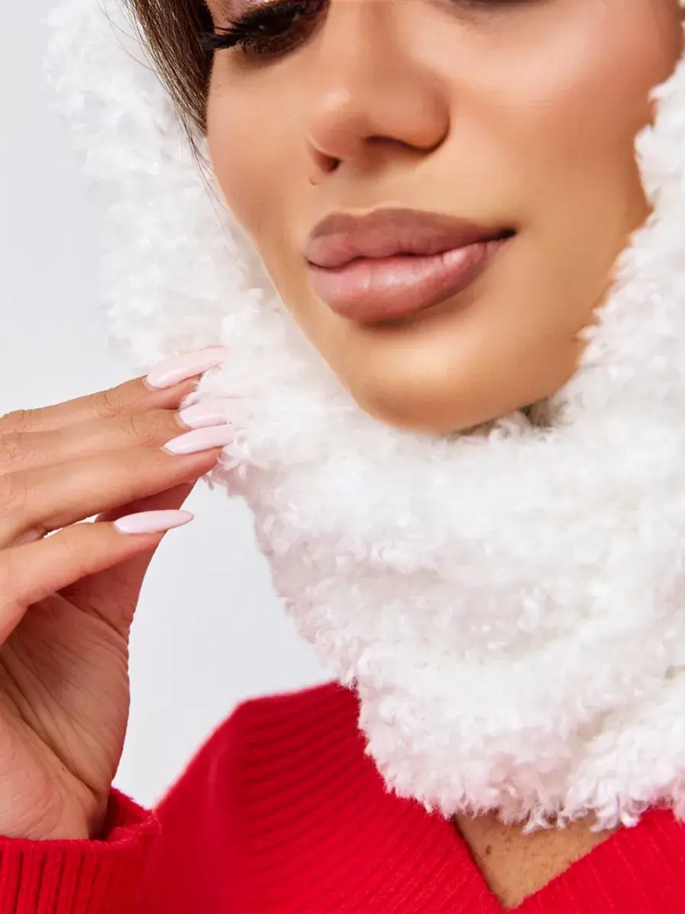 Капор зимний вязаный капюшон на флисе