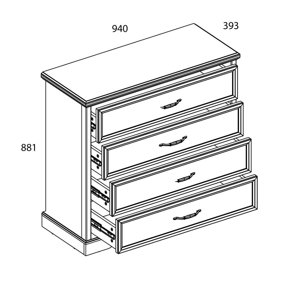 TOSCANA NEW, Комод 4S. Цвет ПЕРСИДСКИЙ ЖЕМЧУГ/КАНЬОН