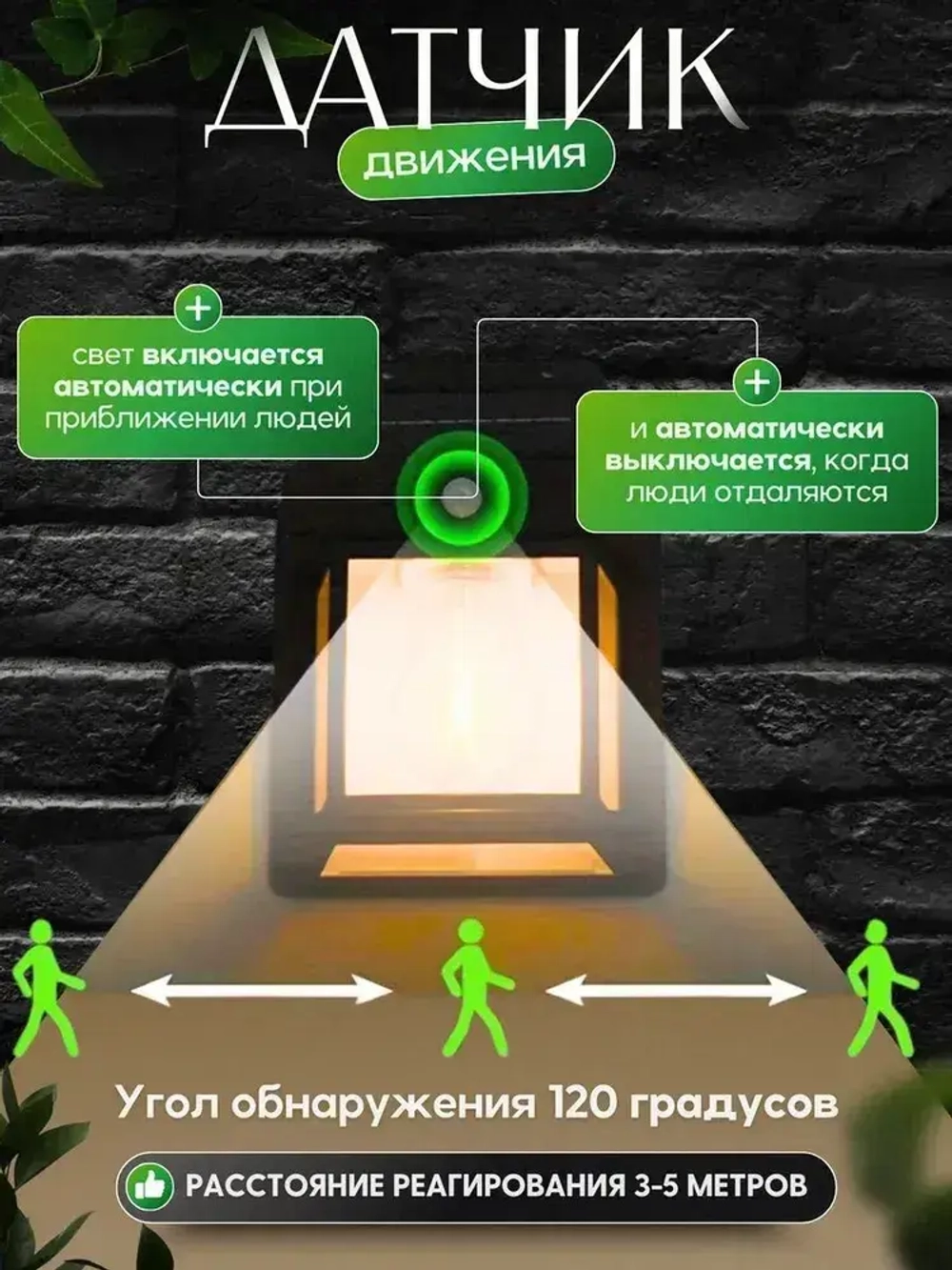 Светильник уличный с датчиком движения на солнечной батарее 4 шт