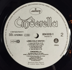 Винтажная виниловая пластинка LP Cinderella Long Cold Winter (Югославия 1988)