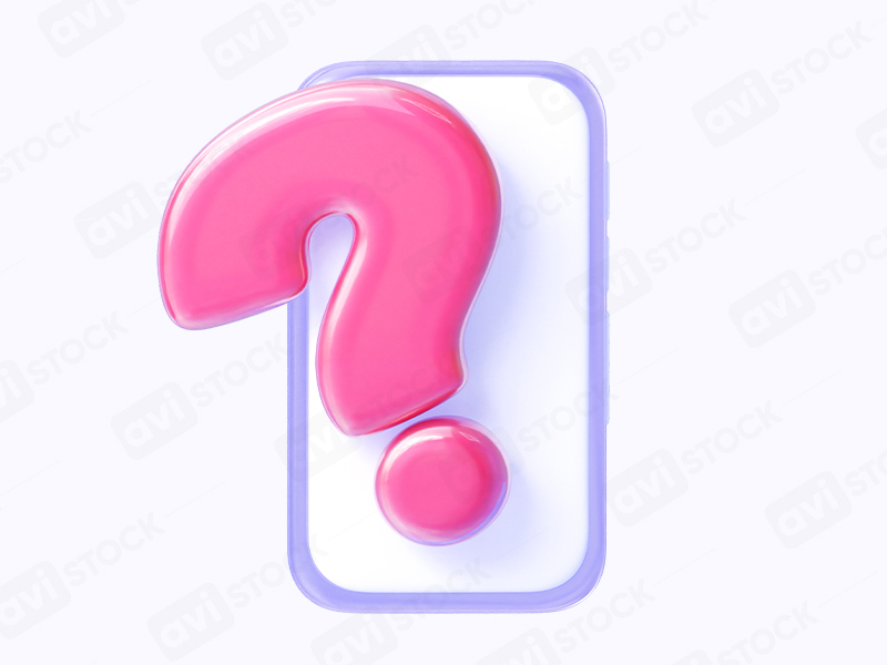 Розовый 3D знак вопроса на фоне смартфона — PNG без фона