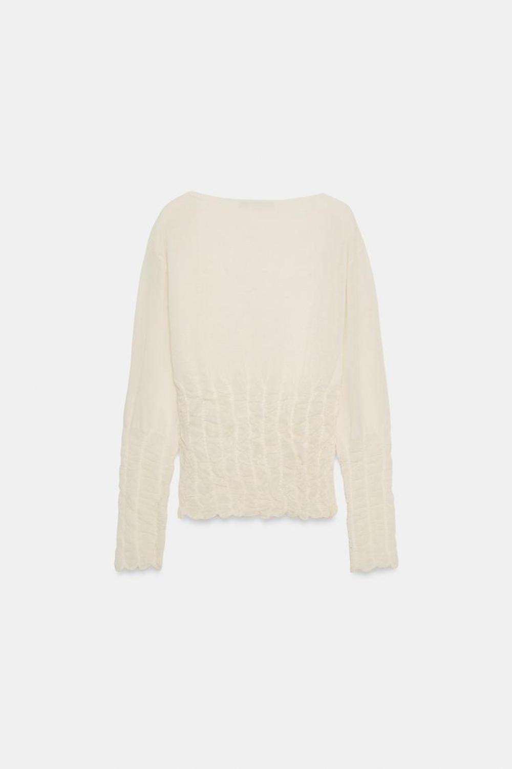 ZARA СВИТЕР ВЯЗАНЫЙ «СОТЫ», ЭКРЮ