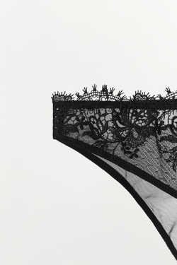 ZARA ТРУСЫ С КРУЖЕВОМ В ГОРОШЕК, ЧЕРНЫЙ