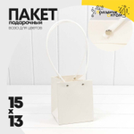 Пакет подарочный 15х13х13см Ваза для цветов (Белый, Крафт)