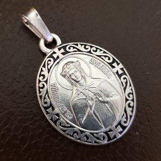 Нательная именная икона святая Людмила с серебрением