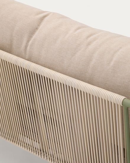 Уличный 2-х местный диван Zivia из веревки цвета экрю и стали зеленого цвета La Forma Испания