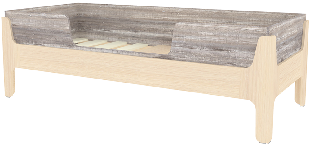 Кровать односпальная КарИВи Лотос  Дуб Молочный Бетон