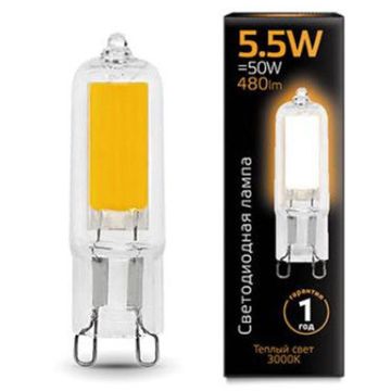 Лампа Gauss LED G9 AC220-240V 5.5W 3000K Glass 107809105