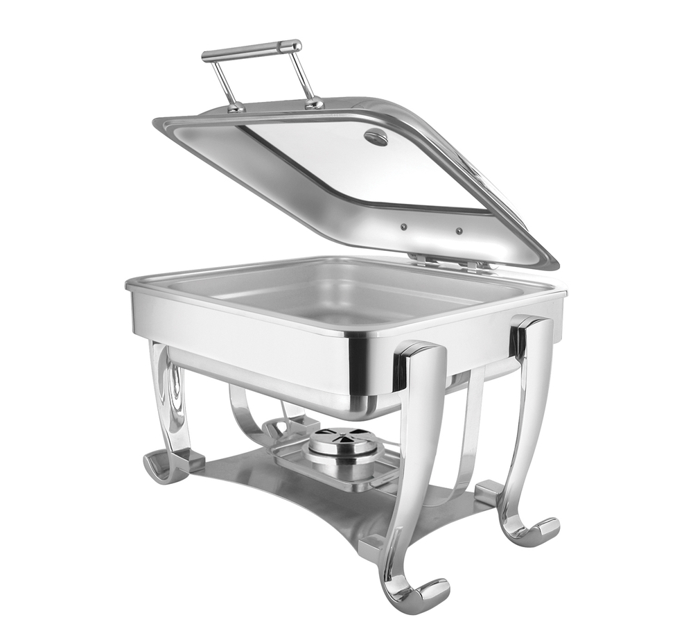 Мармит настольный (чефиндиш) прямоугольный cо стекл крышкой 6,5л, 50x45x27см,Opulent OP/0/2/6.5/CP