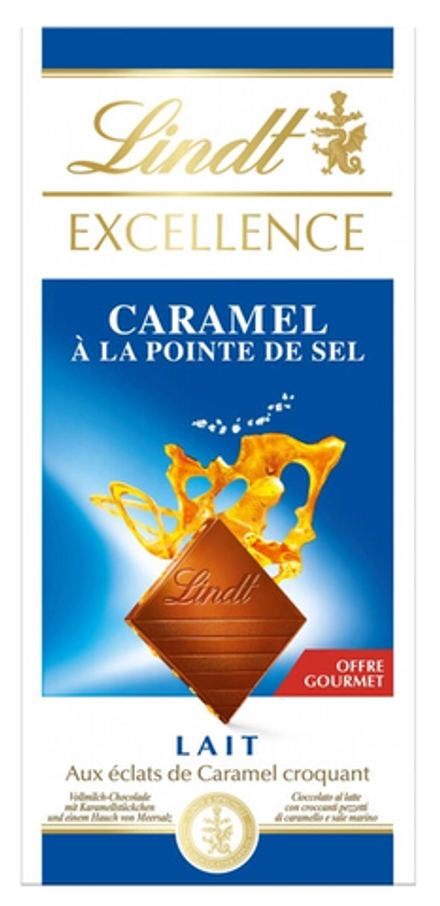 Шоколад Линдт Lindt Excellence Caramel A La Pointe De Sel Lait Chocolate молочный 100г. (235руб./шт.) (20шт./кор.) (Франция) ООО ГЛОБАЛ