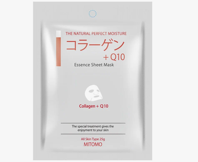 Маска для лица тканевая омолаживающая для увядающей кожи с коллагеном и коэнзимом Q10 25 г Mitomo Collagen + Q10 Essence Mask