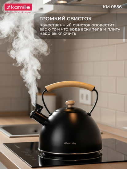 Чайник 2,5 л. из нержавеющей стали со свистком Kamille KM 0856