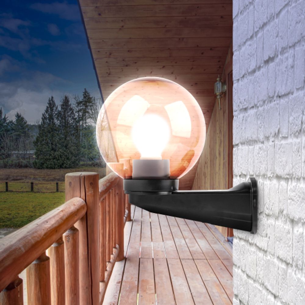 Садово-парковый светильник ЭРА НБУ 01-60-205 шар дымчатый настенный IP44 Е27 max60Вт d200mm | Садово-парковые светильники