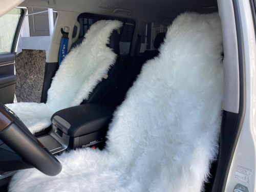 Меховая (Белый Медведь) накидка на сидение, искусственный мех, длинный ворс (1 шт,.) =