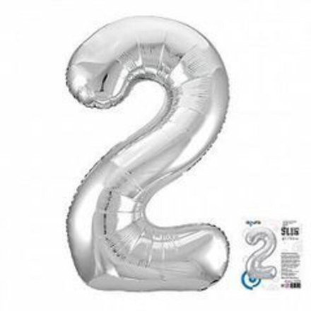 Р Цифра 2 Slim Серебро (40''/102 см)