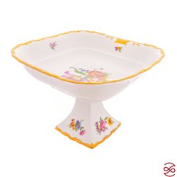 Салатник квадратный глубокий на ножке Queen's Crown Мейсенский букет 21см
