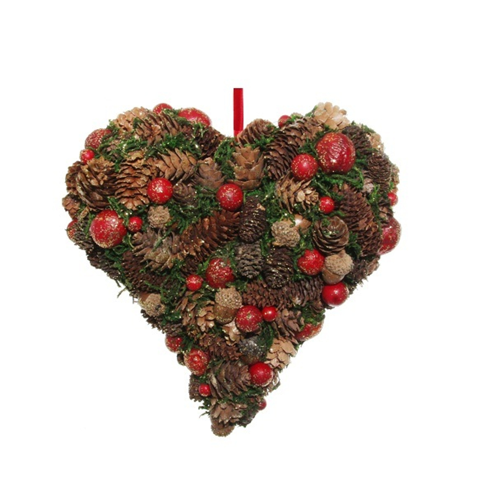 Сердце из шишек и желудей 22 см [Арт.55981]