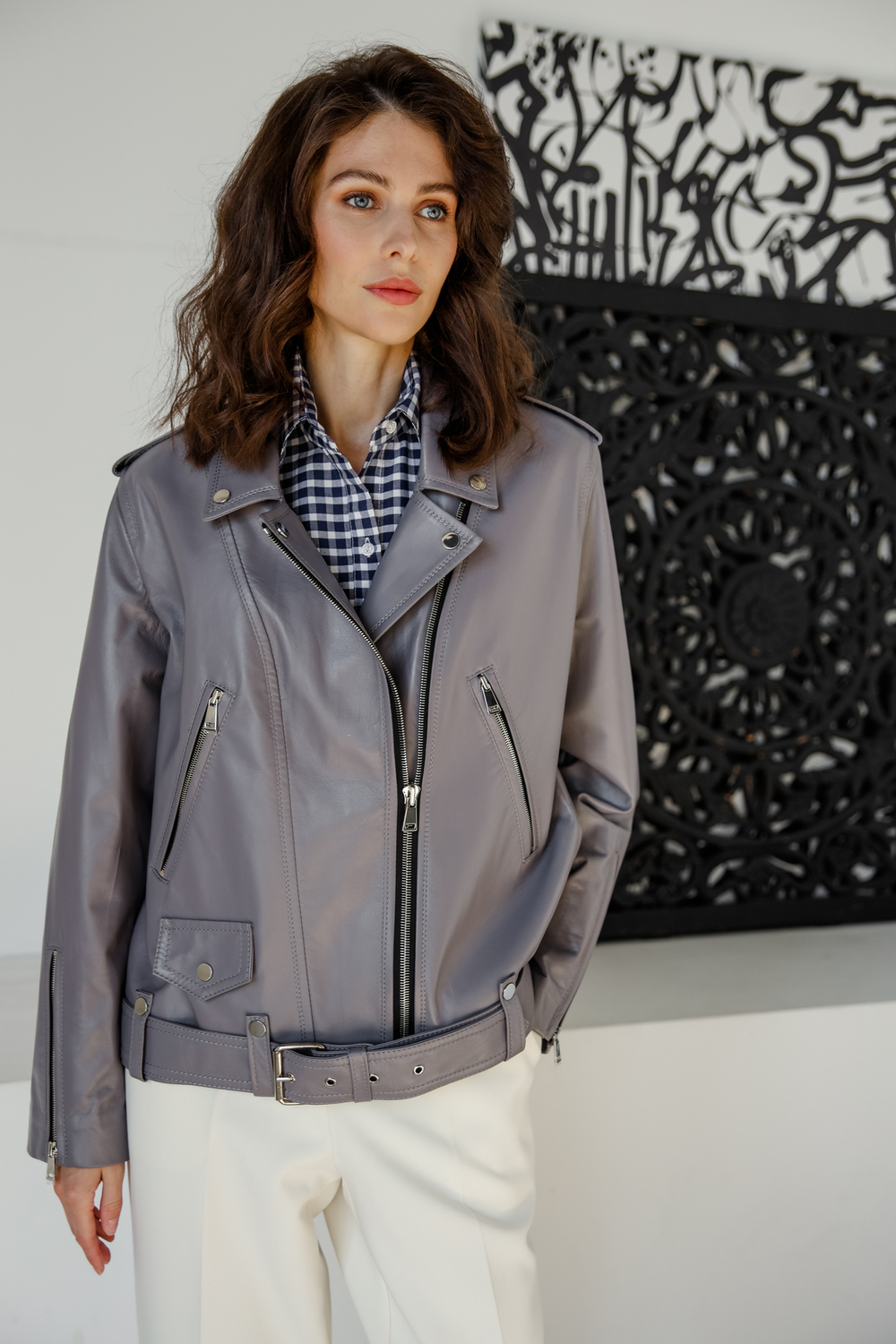 Косуха medium серый сапфир мягкая кожа