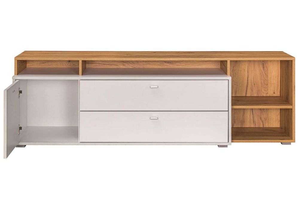 ТВ-тумба Бэль 10.92 белый премиум / дуб золотой craft