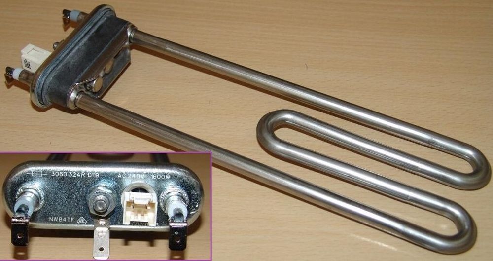 Тэн для стиральной машины Candy 1600W 240мм с отв.+бортик- 41039772, 41041527