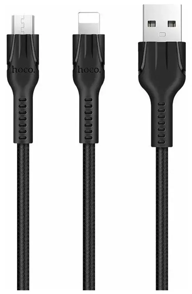 USB cable (2 в 1) Lightning/micro 1.5m (scien) black