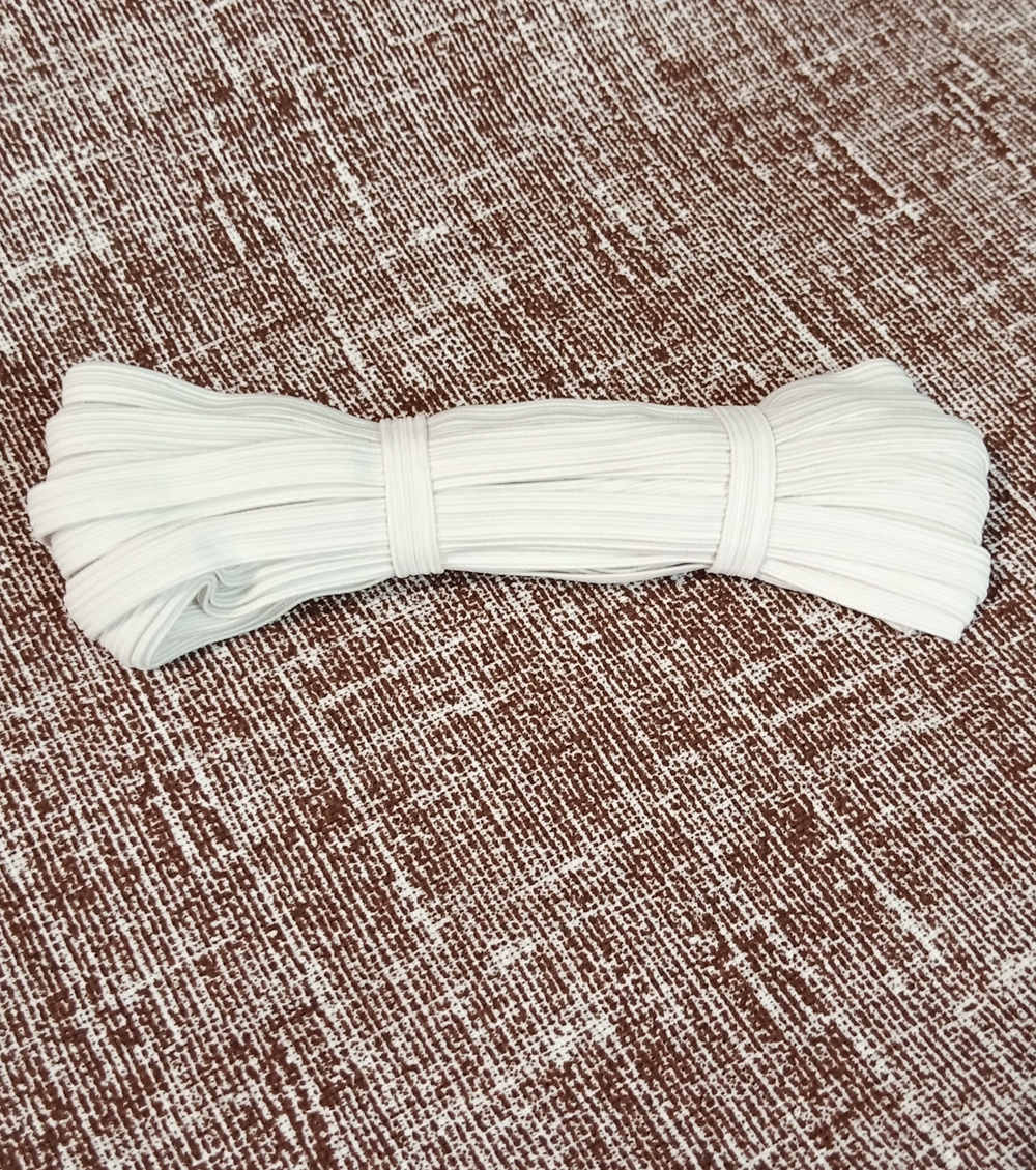 Тесьма плетеная эластичная (продежка) 3 гр/м, эластичность 145%, 5мм*10м, белая