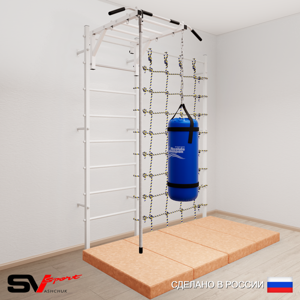 Шведская стенка Sv Sport усиленная 62960 (Турник рукоход/Канат/Цепь/Мешок 22кг/Мат 2м/Канатный лаз)