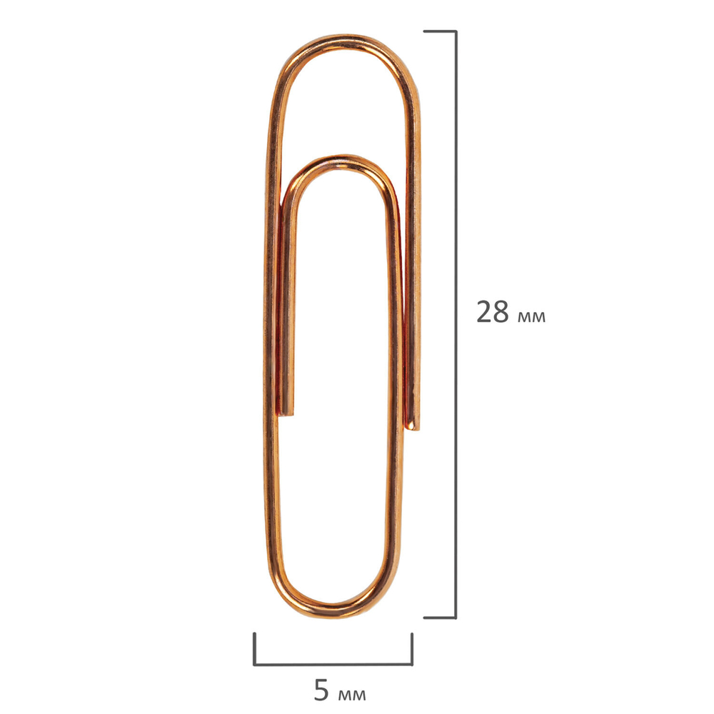 Скрепки BRAUBERG, 28 мм, омедненные, 100 шт., в картонной коробке, 270448