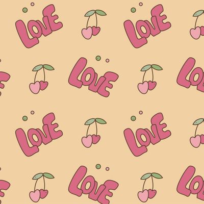 Надпись в ретро стиле и вишни