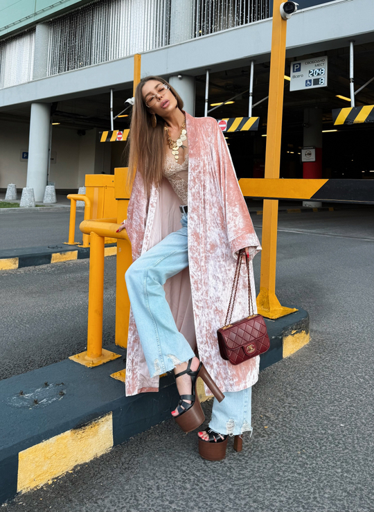 Кимоно бархатное удлиненное на шелковом подкладе