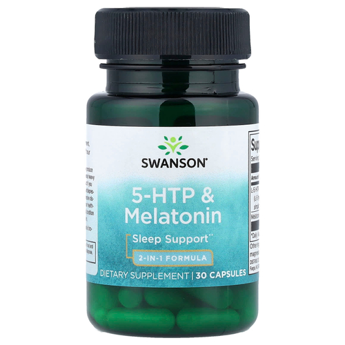 Swanson Vitamins, 5-HTP и мелатонин, 30 капсул