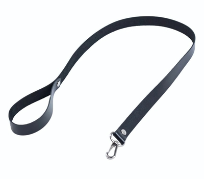 Черный кожаный поводок с карабином (Цвет: черный)