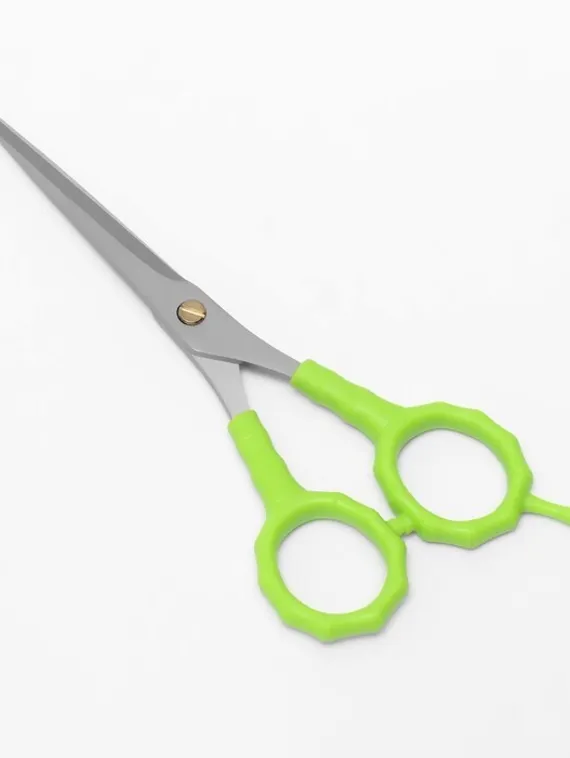 Ножницы парикмахерские с упором, лезвие — 7 см, цвет салатовый/серебристый