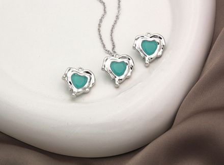 Подвеска Сердце с бирюзовым кристаллом 16мм