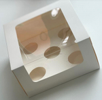 Коробка для 5 капкейков белая с окном