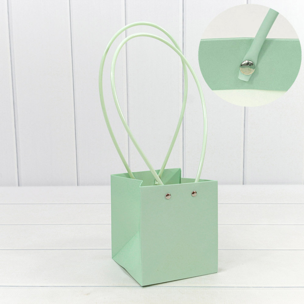 Пакет подарочный 13х11.5х11.5см Ваза для цветов (Мятный)