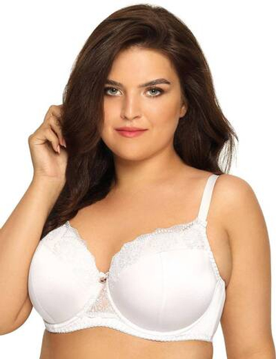 Бюстгальтер plus size с эффектной вышивкой на чашках (Размер: 105F) (Цвет: белый)