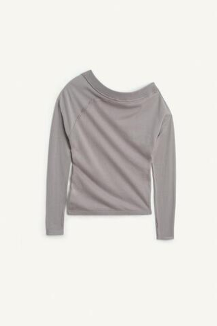 ZARA СВИТЕР С АСИММЕТРИЧНЫМ ВОРОТНИКОМ, СЕРЫЙ