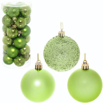Новогодние шары 6 см (набор 24 шт) «Микс фактур», салатовый