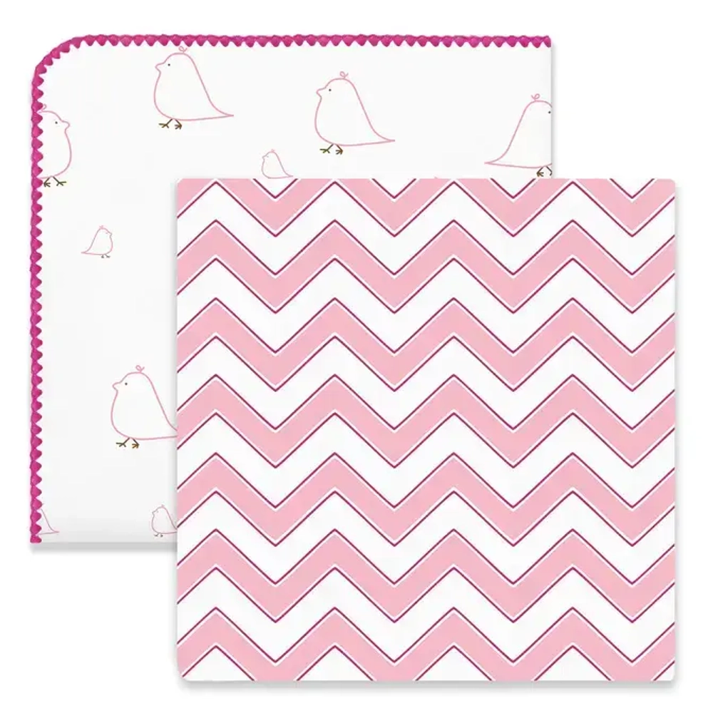 SwaddleDesigns Набор пеленок SwaddleDuo - Mama & Baby Chickies + Chevron, Pink