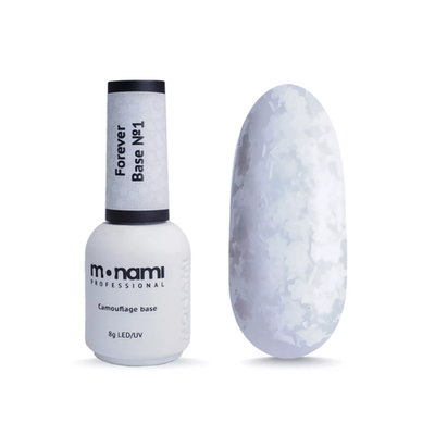 Monami Camouflage base Forever 01 - Камуфлирующая база с белыми хлопьями, 8мл