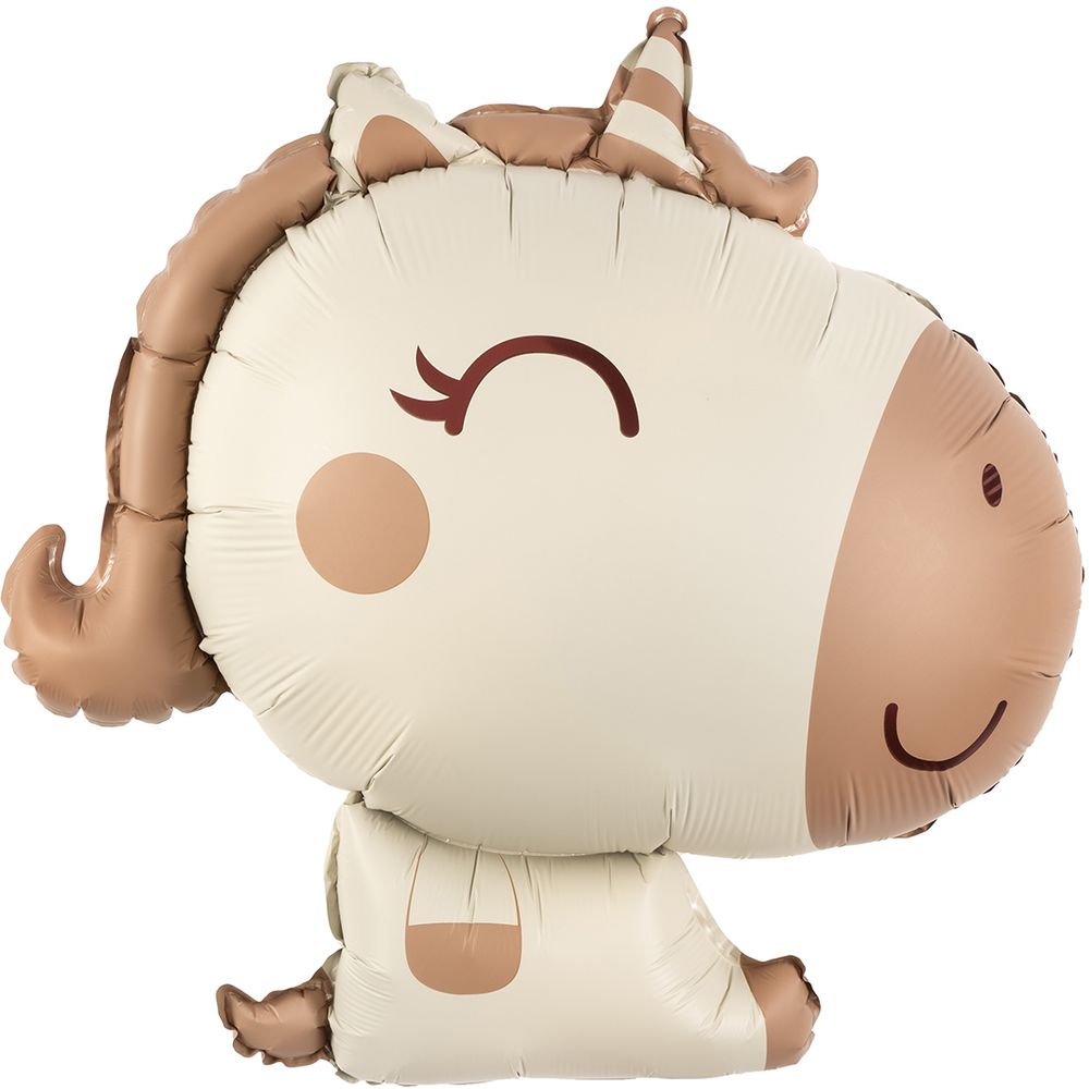 Шар (31''/79 см) Фигура, Милый единорог, Бежевый, Сатин, 1 шт.