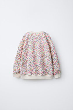 ZARA ТОЛСТОВКА С ЦВЕТОЧНЫМ ПРИНТОМ И НАДПИСЬЮ, РАЗНОЦВЕТНЫЙ