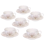 Кофейный набор 12 предметов «Золотая коллекция» (6 кружек 90мл+6 блюдец), дерево, волна