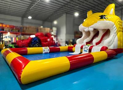 Надувная водная горка с бассейном «Бельчонок», 12*6,5*4,5 м